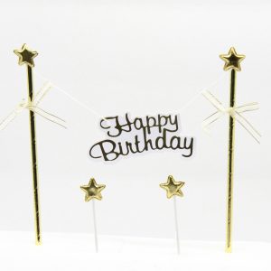 קישוט לעוגה יום הולדת כוכבים זהב