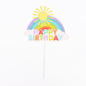 טופר יום הולדת קשת בענן פסטל צבעוני