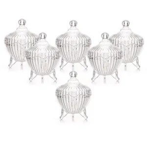 חבילת 6 קופסאות פלסטיק דמוי קריסטל 5/7 ס"מ- דגם בונבוניירה על רגליים