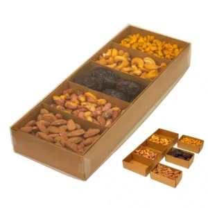 קופסת קרטון קראפט מכסה PVC שקוף 5 תאים 13/35/5 ס"מ