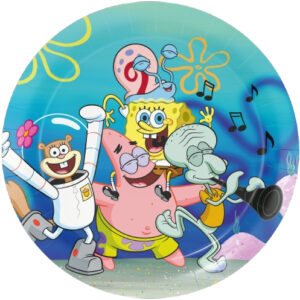 צלחות בוב ספוג 8 יח' בינוני