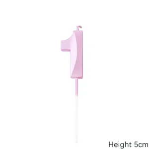 נר ספרה 1 ורוד תלת מימד