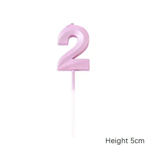 נר ספרה 2 ורוד תלת מימד