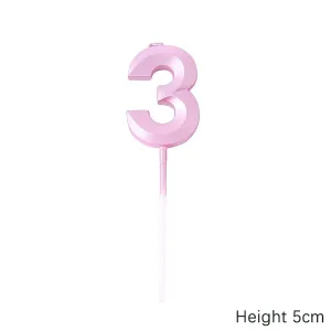 נר ספרה 3 ורוד תלת מימד