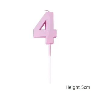 נר ספרה 4 ורוד תלת מימד