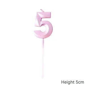 נר ספרה 5 ורוד תלת מימד