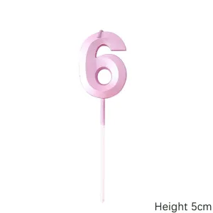 נר ספרה 6 ורוד תלת מימד