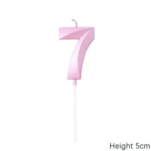 נר ספרה 7 ורוד תלת מימד