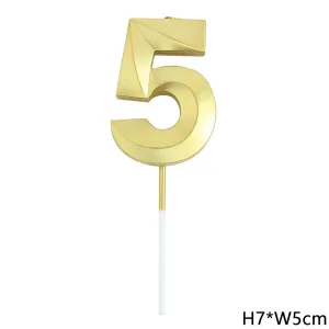 נר ספרה 5 זהב תלת מימד גדול