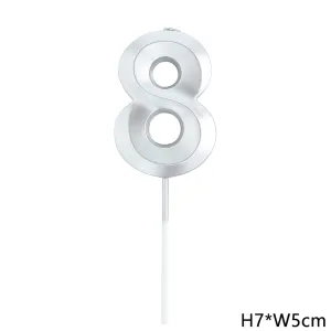 נר ספרה 8 כסף תלת מימד גדול