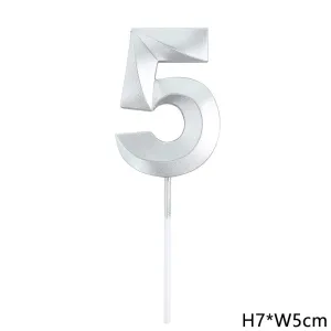 נר ספרה 5 כסף תלת מימד גדול