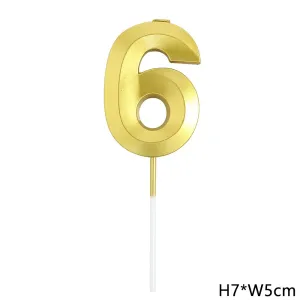 נר ספרה 6 זהב תלת מימד גדול