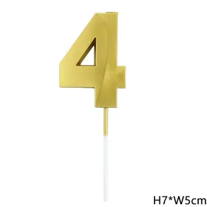 נר ספרה 4 זהב תלת מימד גדול