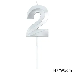 נר ספרה 2 כסף תלת מימד גדול