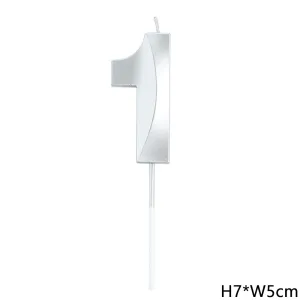 נר ספרה 1 כסף תלת מימד גדול