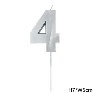 נר ספרה 4 כסף תלת מימד גדול