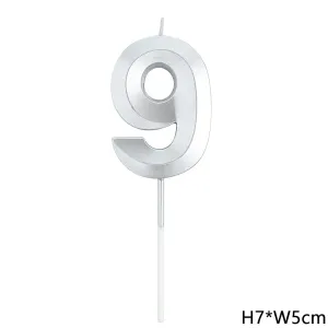 נר ספרה 9 כסף תלת מימד גדול