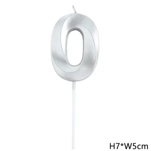 נר ספרה 0 כסף תלת מימד גדול