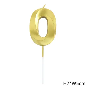 נר ספרה 0 זהב תלת מימד גדול