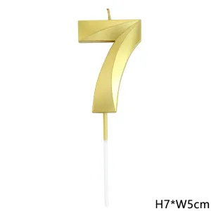 נר ספרה 7 זהב תלת מימד גדול