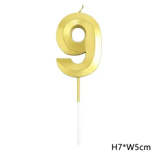 נר ספרה 9 זהב תלת מימד גדול