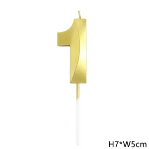 נר ספרה 1 זהב תלת מימד גדול