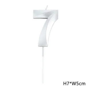 נר ספרה 7 כסף תלת מימד גדול