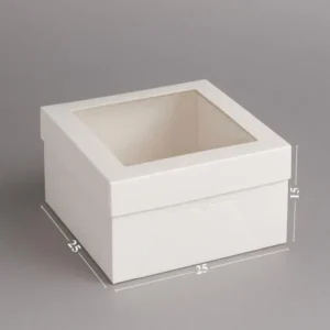 קופסה קרטון לעוגה | לבן | חבילה 10 יח' | 25X25X15 ס"מ