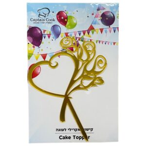 טופר אקרילי לב ופרחים